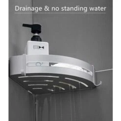 SOEKAVIA Mensola Doccia, Senza Forare Mensola Doccia Con Gancio E Adesivo Magico, Mensola Doccia Multifunzione Cestino Doccia Portaoggetti Doccia - Mensola Doccia In Alluminio (strato Singolo) -Stile Bagno 36293871 3