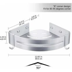 SOEKAVIA Mensola Doccia, Senza Forare Mensola Doccia Con Gancio E Adesivo Magico, Mensola Doccia Multifunzione Cestino Doccia Portaoggetti Doccia - Mensola Doccia In Alluminio (strato Singolo) -Stile Bagno 36293871 4