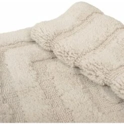 Tappeto Bagno Puro Cotone Elegante Lussuoso Morbido Scendiletto Antiscivolo 100% Made In Italy Beige - 65x40 Cm -Stile Bagno 36418396 3