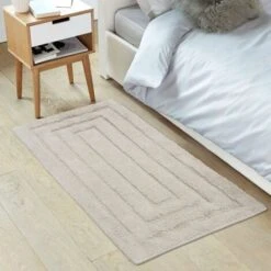 Tappeto Bagno Puro Cotone Elegante Lussuoso Morbido Scendiletto Antiscivolo 100% Made In Italy Beige - 65x40 Cm -Stile Bagno 36418396 4