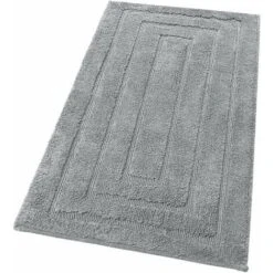 Tappeto Bagno Puro Cotone Elegante Lussuoso Morbido Scendiletto Antiscivolo 100% Made In Italy Grigio - 65x40 Cm