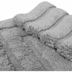 Tappeto Bagno Puro Cotone Elegante Lussuoso Morbido Scendiletto Antiscivolo 100% Made In Italy Grigio - 65x40 Cm -Stile Bagno 36418408 3