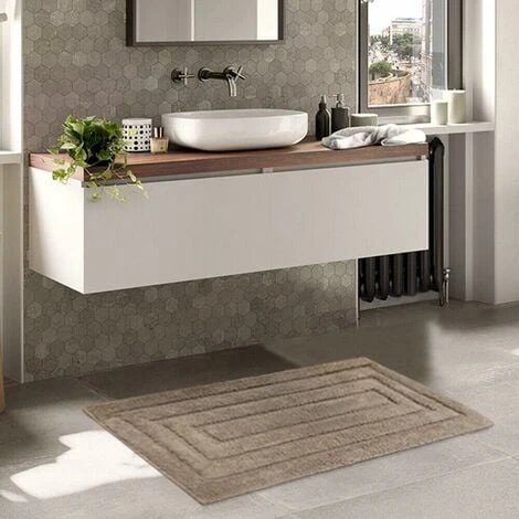 Tappeto Bagno Puro Cotone Elegante Lussuoso Morbido Scendiletto Antiscivolo 100% Made In Italy Marrone - 65x40 Cm 4 Tappeto Bagno Puro Cotone Elegante Lussuoso Morbido Scendiletto Antiscivolo 100% Made In Italy Marrone - 65x40 Cm - immagine 4