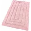 Tappeto Bagno Puro Cotone Elegante Lussuoso Morbido Scendiletto Antiscivolo 100% Made In Italy Rosa - 65x40 Cm