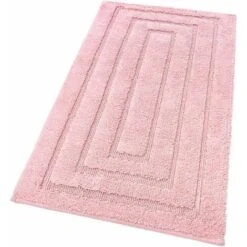 Tappeto Bagno Puro Cotone Elegante Lussuoso Morbido Scendiletto Antiscivolo 100% Made In Italy Rosa - 65x40 Cm