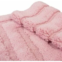 Tappeto Bagno Puro Cotone Elegante Lussuoso Morbido Scendiletto Antiscivolo 100% Made In Italy Rosa - 65x40 Cm -Stile Bagno 36418432 3