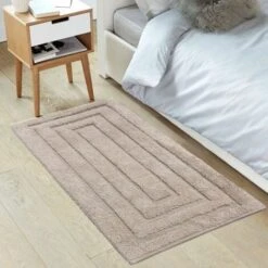 Tappeto Bagno Puro Cotone Elegante Lussuoso Morbido Scendiletto Antiscivolo 100% Made In Italy Tortora - 65x40 Cm -Stile Bagno 36418445 4