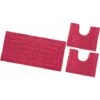 Tappeto Bagno Parure Puro Cotone Elegante Morbido Soffice Antiscivolo Set 3 Pezzi - Rosso