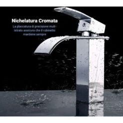 ENGINDOT Rubinetto Bagno Cascata, Ultra-Ampio 6cm Flusso & Cromatura Lucida & Universale 3/8”, Rubinetto Miscelatore Cascata Da Lavandino Bagno Con Valvola In Ceramica -DBWF01FA -Stile Bagno 37743129 3