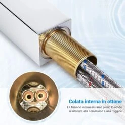 ENGINDOT Rubinetto Bagno Cascata, Ultra-Ampio 6cm Flusso & Cromatura Lucida & Universale 3/8”, Rubinetto Miscelatore Cascata Da Lavandino Bagno Con Valvola In Ceramica -DBWF01FA -Stile Bagno 37743129 5