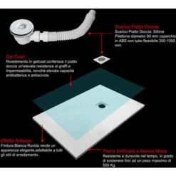 Piatto Doccia Bianco 90x120cm In Pietra Artificiale E Mesina Mista Effetto Ardesia Ruvido Piletta E Tubo Inclusi Spessore Di 3 Cm -Stile Bagno 38724938 4