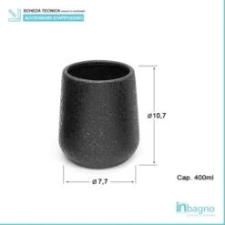 Set Accessori Bagno Da Appoggio 4 Pezzi In Ceramica Nero Glitter -Stile Bagno 39280159 3