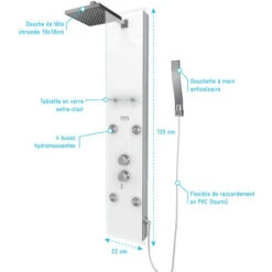 Hyrdomassage Doccia Colonna - 22x125cm - Vetro Temprato + Idromassante - Epsilon Bianco -Stile Bagno 39652157 4