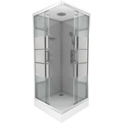 Cabina Doccia Quadrata 90x90x215 Cm - Grigio Con Striscia Smerigliata - Stripedy Stripe Square -Stile Bagno 39652177 3