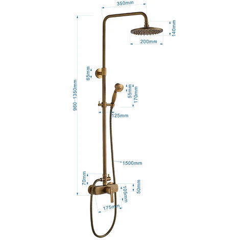 Auralum Colonna Da Doccia Retro Ottone Con Miscelatore Con Rotondo Soffione E Doccetta Angolo Regolabile E Altezza Regolabile 5 Auralum Colonna Da Doccia Retro Ottone Con Miscelatore Con Rotondo Soffione E Doccetta Angolo Regolabile E Altezza Regolabile - immagine 5