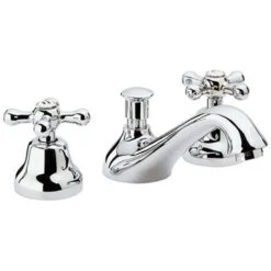 Batteria Lavabo Con Vitoni Ceramici 3 Fori Remer Stile Retro Serie Liberty