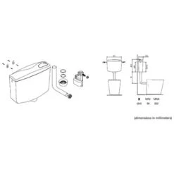 CASSETTA SCARICO ESTERNA IVORY A ZAINO TASTO START/STOP BIANCA 6-7 LITRI (16310) -Stile Bagno 39857813 3