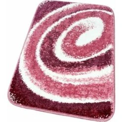 Tappeto Bagno Spirale Moderno Morbido Antiscivolo Scendiletto Doccia 100% Made In Italy Rosa - 50x80 Cm
