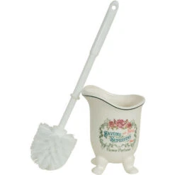 Spazzolone Wc 16x12x10 Cm Porta Scopino Bagno Bianco In Porcellana Scopettino Wc Con Decorazioni Scopino Per Wc Stile Shabby -Stile Bagno 40033718 4