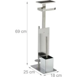 Relaxdays Piantana Portarotolo E Scopino WC, Set Da Bagno Per Carta Igienica E Portascopino, HLP: 69x25x18 Cm, Argentato -Stile Bagno 40399335 4