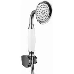 Soffione Doccia Stile Retrò In Abs Cromato Lucido Con Attacco 1/2 Pollici Telefono Doccia Vasca Con Manico Bianco -Stile Bagno 41443471 3