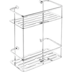 Cestello Portaoggetti Doccia Rettangolare Mensola 2 Ripiani Acciaio Mod. Thin Line -Stile Bagno 4196542 3