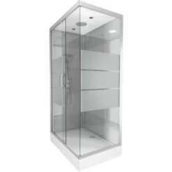 Cabina Doccia Rettangolare 110x80x215 Cm - Rettangolo A Strisce Argentato -Stile Bagno 42704406 3