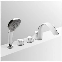 Ideal Miscelatore Vasca-doccia MELANGE 4 Fori, Montato A Bordo Vasca. Beccuccio Cromato