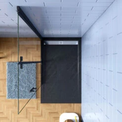 Walk In Parete Doccia Movibile 2 Pannelli Pieghevoli A Libro 65x190 Cm In Vetro 5 Mm Trasparente Temperato Anticalcare Telaio Nero Opaco -Stile Bagno 43266817 3