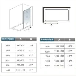 Parete Fissa Doccia Walk In 50x200cm In Vetro 8 Mm Temperato Trasparente Anticalcare Con Barra Stabilizzatrice 70-120 Cm Regolabile Profilo Nero Opaco -Stile Bagno 43266831 5