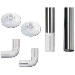 Bastone Per Tenda Doccia Universale Regolabile Lineare E Angolare Con Aste 80 Cm Argento -Stile Bagno 43380654 3