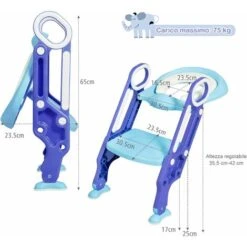 Riduttore WC Per Bambini Con Scaletta Regolabile Antiscivolo E Pieghevole, Con Cuscino Morbido, Sedia WC Per Bambini, Altezza Regolabile Del Pedale (Blu + Viola) -Stile Bagno 43538647 4