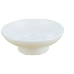 Trade Shop - Piattino Di Ricambio Porta Sapone In Ceramica Bianco Tondo Bagno Accessori 59345