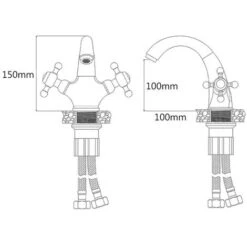 Retro Rubinetto Lavabo, Ottone Antico Stile Vintage Doppio Comando -Stile Bagno 44075948 4