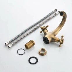 Retro Rubinetto Lavabo, Ottone Antico Stile Vintage Doppio Comando -Stile Bagno 44075948 5