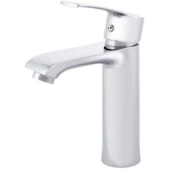 Rubinetto Per Lavabo In Lega Di Zinco, Cromato, Acqua Calda E Fredda, Tubi Flessibili, Beccuccio Basso, Maniglia Singola [QLI-FA (QLI-FA-N55245)