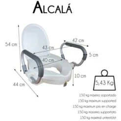 Rialzo Per WC Altezza 10 Cm Coperchio E Braccioli Ribaltabili Alcalß Mobiclinic -Stile Bagno 45301575 4