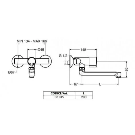 Idral Miscelatore Temporizzato A Parete Con Bocca Girevole Minimal 08135 Cromato Lucido 2 Idral Miscelatore Temporizzato A Parete Con Bocca Girevole Minimal 08135 Cromato Lucido - immagine 2