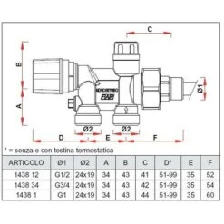 1438 Valvola Mono-bitubo Termostatizzabile ø1/2 1438 12 -Stile Bagno 46720481 3