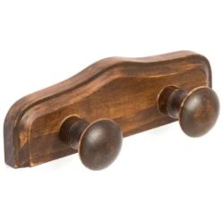 Appendino Doppio Appendiabito 2 Ganci In Legno Stile Arte Povera Mod. Mathilde