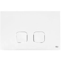 Placca Cassetta Wc Oli Serie Plain In Abs Bianco Con Doppio Scarico