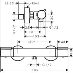 Hansgrohe Versostat² Miscelatore Termostatico Doccia Esterno, Cromo, 15368000 -Stile Bagno 48533515 3