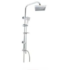 Trade Shop - Colonna Doccia Bagno Moderna Saliscendi Soffione Quadrato Portasapone 98cm 59395
