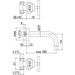 Rubinetto Lavabo Batteria 3 Fori A Parete Paffoni Quattro QTV003CR-QTV008CR 175 Mm -Stile Bagno 4877241 3