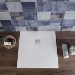 Piatto Doccia 80x80 Cm Marmoresina Quadrato Bianco Effetto Pietra SlimBlan -Stile Bagno 49468111 3