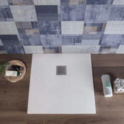 Piatto Doccia 80x80 Cm Marmoresina Quadrato Bianco Effetto Pietra SlimBlan -Stile Bagno 49468111 4