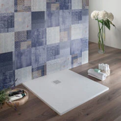 Piatto Doccia 80x80 Cm Marmoresina Quadrato Bianco Effetto Pietra SlimBlan -Stile Bagno 49468111 5
