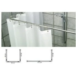 Trade Shop - Supporto Tenda Doccia In Acciaio Grigio Bagno 90x90x90 Bastone Asta Telaio Curvo