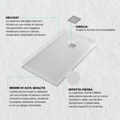 Piatto Doccia Filo Pavimento Karen 100x120 In Resina Bianco Pietra 7 Piatto Doccia Filo Pavimento Karen 100x120 In Resina Bianco Pietra -Stile Bagno 49981191 3