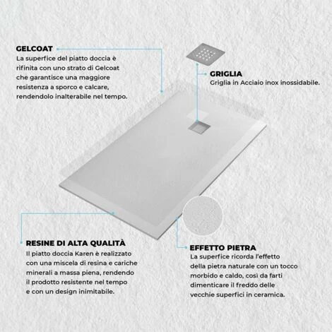 Piatto Doccia Filo Pavimento Karen 100x120 In Resina Bianco Pietra 3 Piatto Doccia Filo Pavimento Karen 100x120 In Resina Bianco Pietra - immagine 3